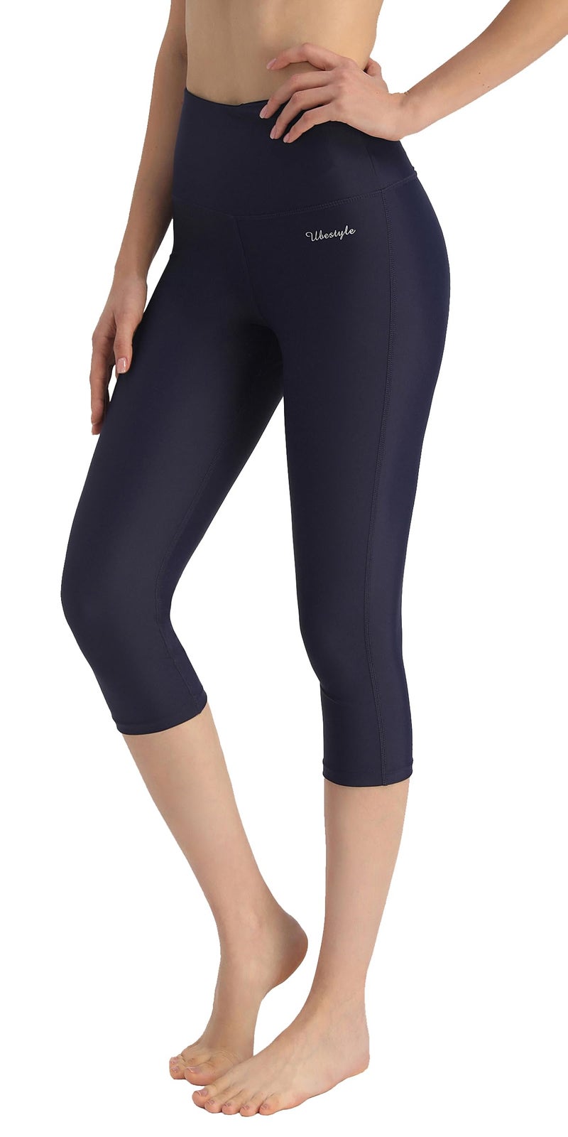 Ubestyle UPF 50+ High Rise Swim Pants for Women Swim Capris Legging Swim Tights Rash Guard Pants Sun Protective Navy - Image 1